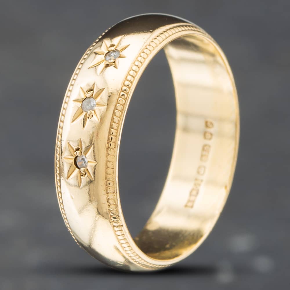 Pre-Owned 9ct Yellow Gold Diamond Three Wedding Ring 41871192