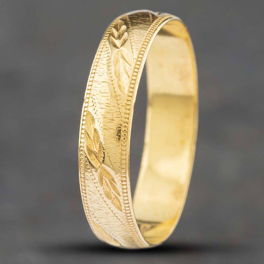 Pre-Owned 18ct Yellow Gold 5mm Patterned Wedding Ring 41871206