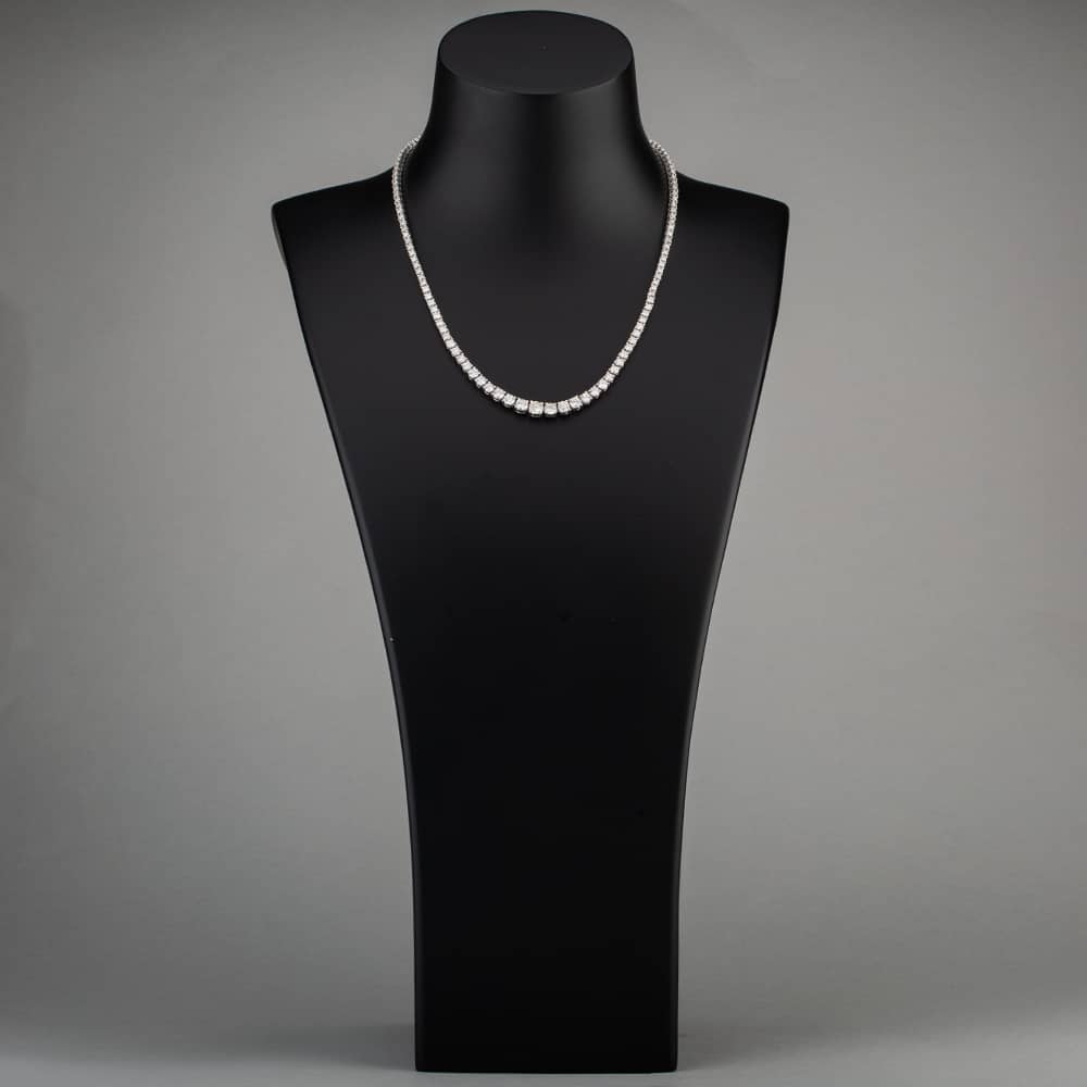 Pre-Owned 14ct White Gold 10.00ct Brilliant Cut Diamond 17 Inch Tennis Necklace 4304091