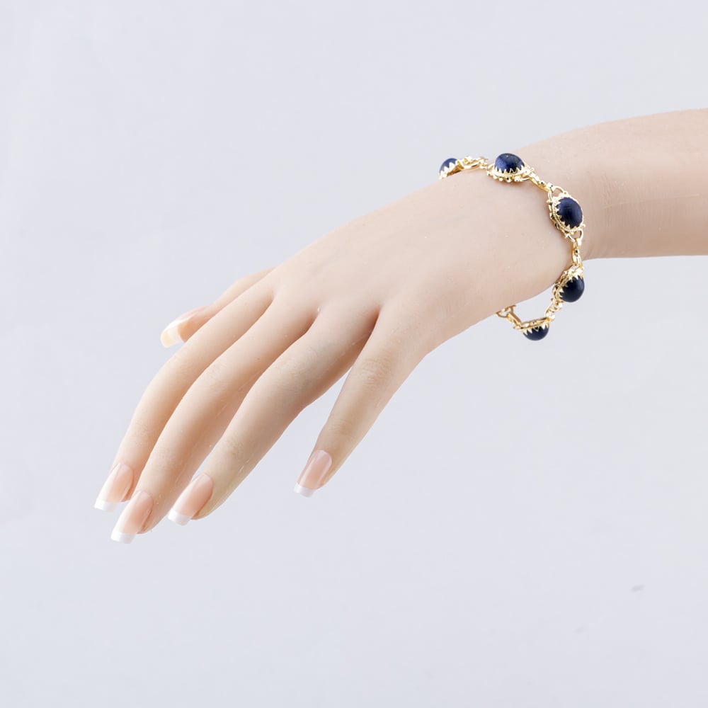 Pre-Owned 9ct Yellow Gold Lapis Lazuli 7 Inch Bracelet 43071015