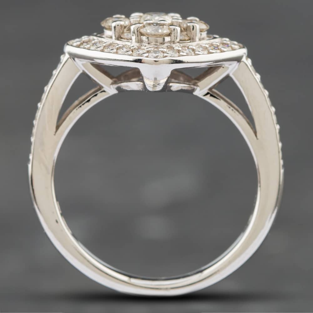 Pre-Owned 9ct White Gold 1.00ct Brilliant Cut Diamond Cluster Ring 43091012