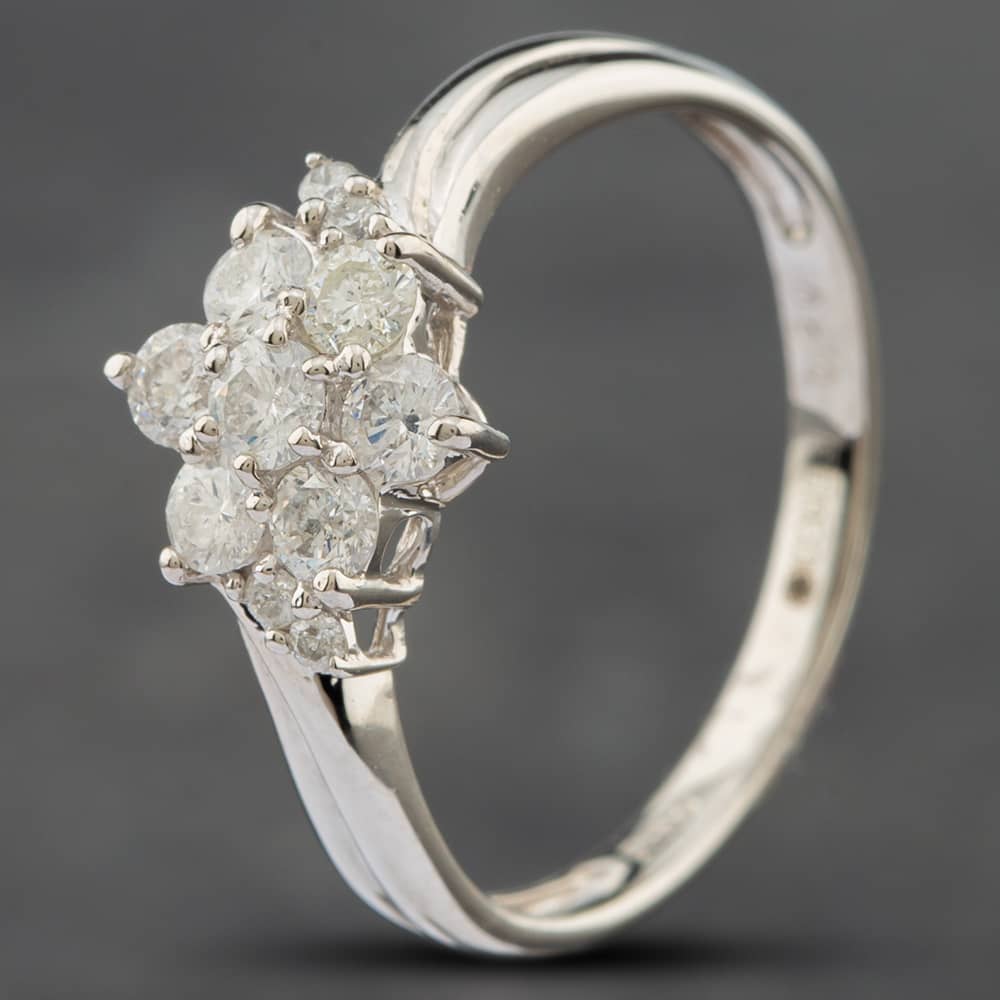 Product photograph of Pre-owned Platinum 0 50ct Brilliant Cut Diamond Cluster Ring 43091015 from The Jewel Hut