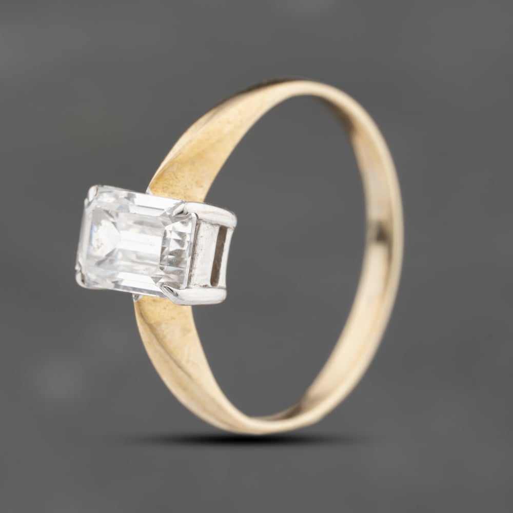 Click to view product details and reviews for Pre Owned 9ct Yellow Gold Cubic Zirconia Oblong Solitaire Ring 43111007.