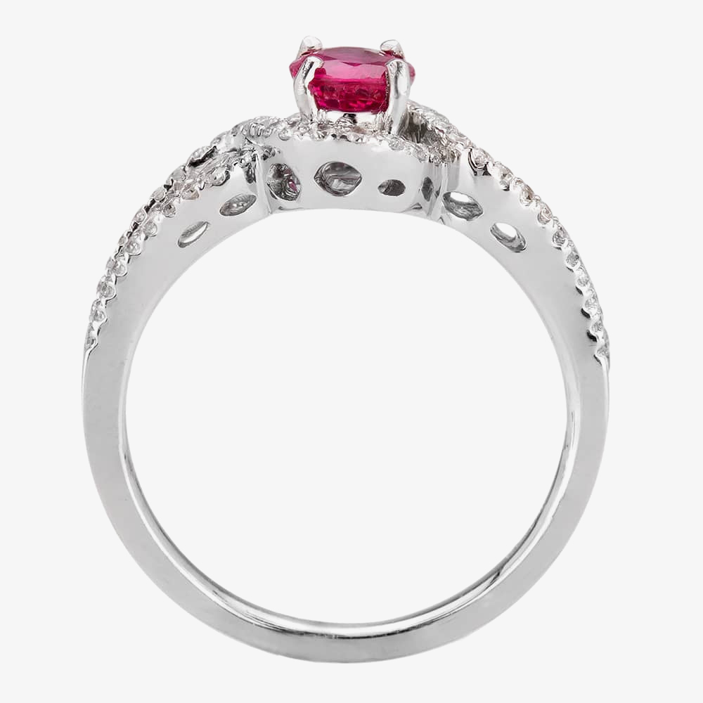 Pre-Owned 18ct White Gold 0.75ct Ruby & 0.45ct Diamond Ornate Ring 4312076
