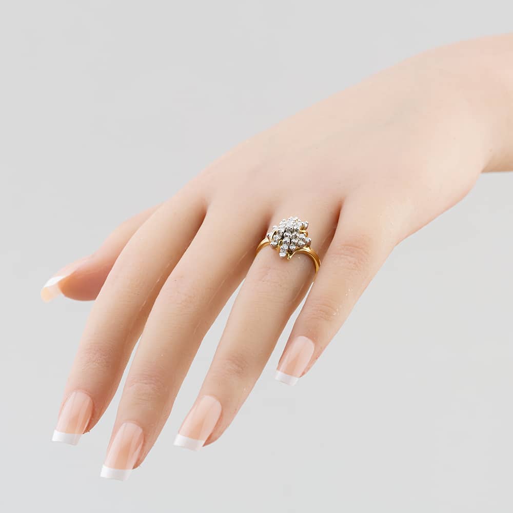 Pre-Owned 14ct Yellow Gold Brilliant Cut Diamond Spikey Cluster Ring 43121019