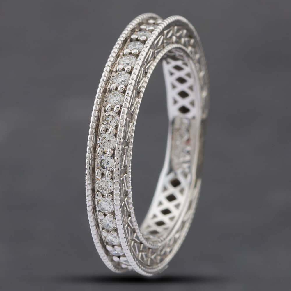 Product photograph of Pre-owned 14ct White Gold 0 60ct Brilliant Cut Diamond Full Eternity Ring 43121069 from The Jewel Hut