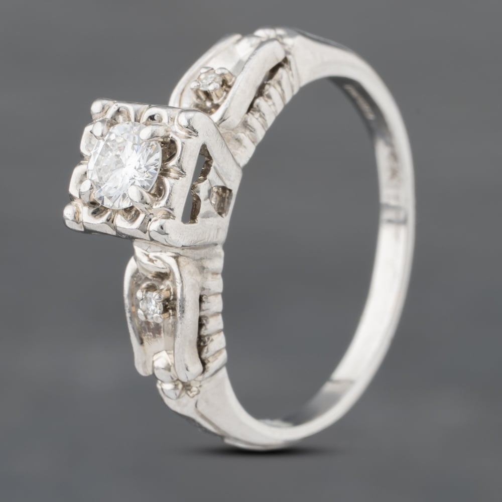 Click to view product details and reviews for Pre Owned 14ct White Gold 022ct Brilliant Cut Diamond Solitaire Ring 43121134.