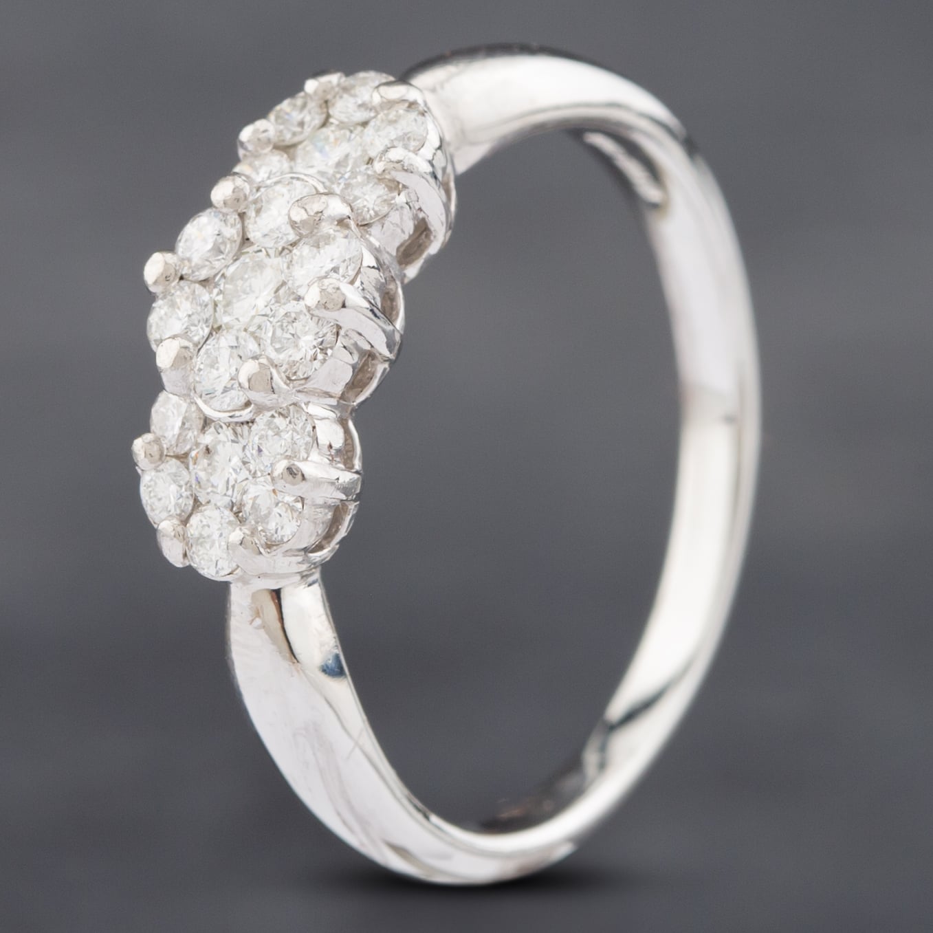Product photograph of Pre-owned Platinum 0 50ct Brilliant Cut Diamond Triple Cluster Ring 43121178 from The Jewel Hut