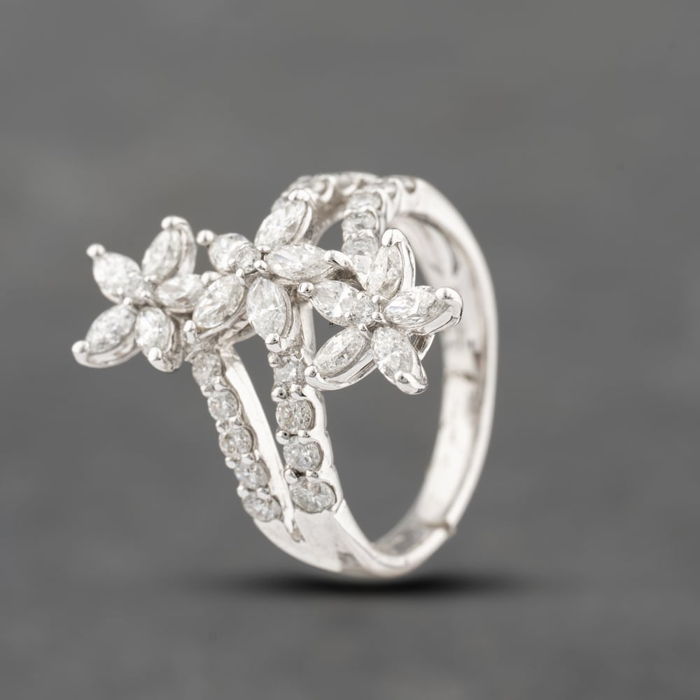 Click to view product details and reviews for Pre Owned Platinum 150ct Diamond Fancy Triple Daisy Cluster Ring 43121235.