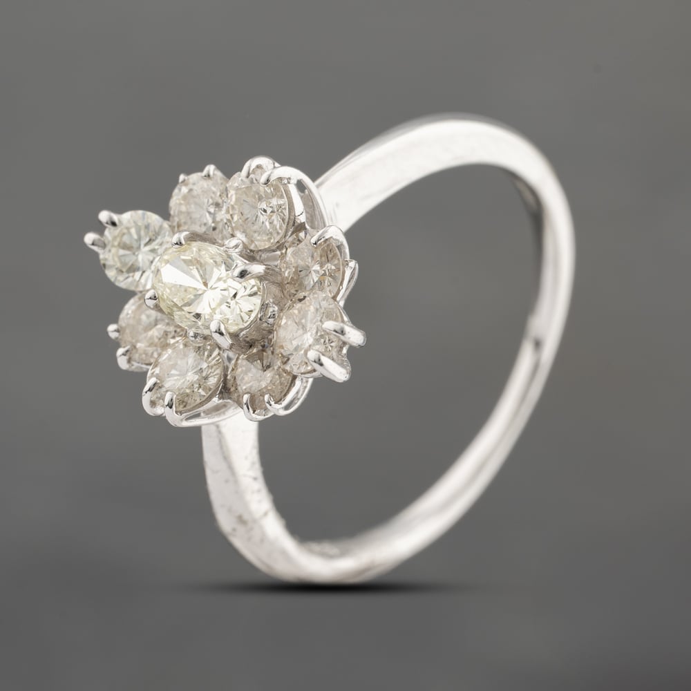 Click to view product details and reviews for Pre Owned 18ct White Gold 126ct Diamond Oval Cluster Ring 43121290.