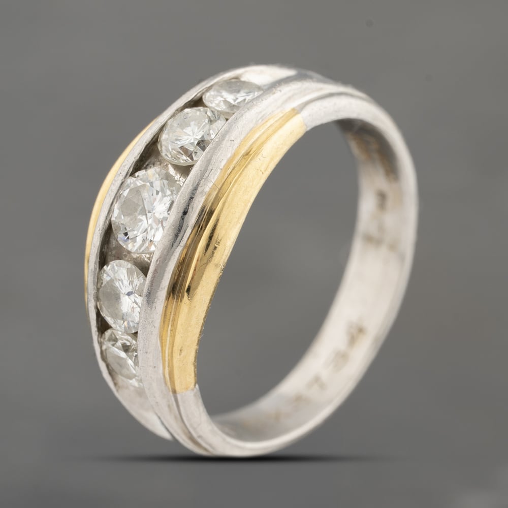 Click to view product details and reviews for Pre Owned Platinum 102ct Brilliant Cut Diamond Gradulated Channel Set Five Stone Ring 43121294.