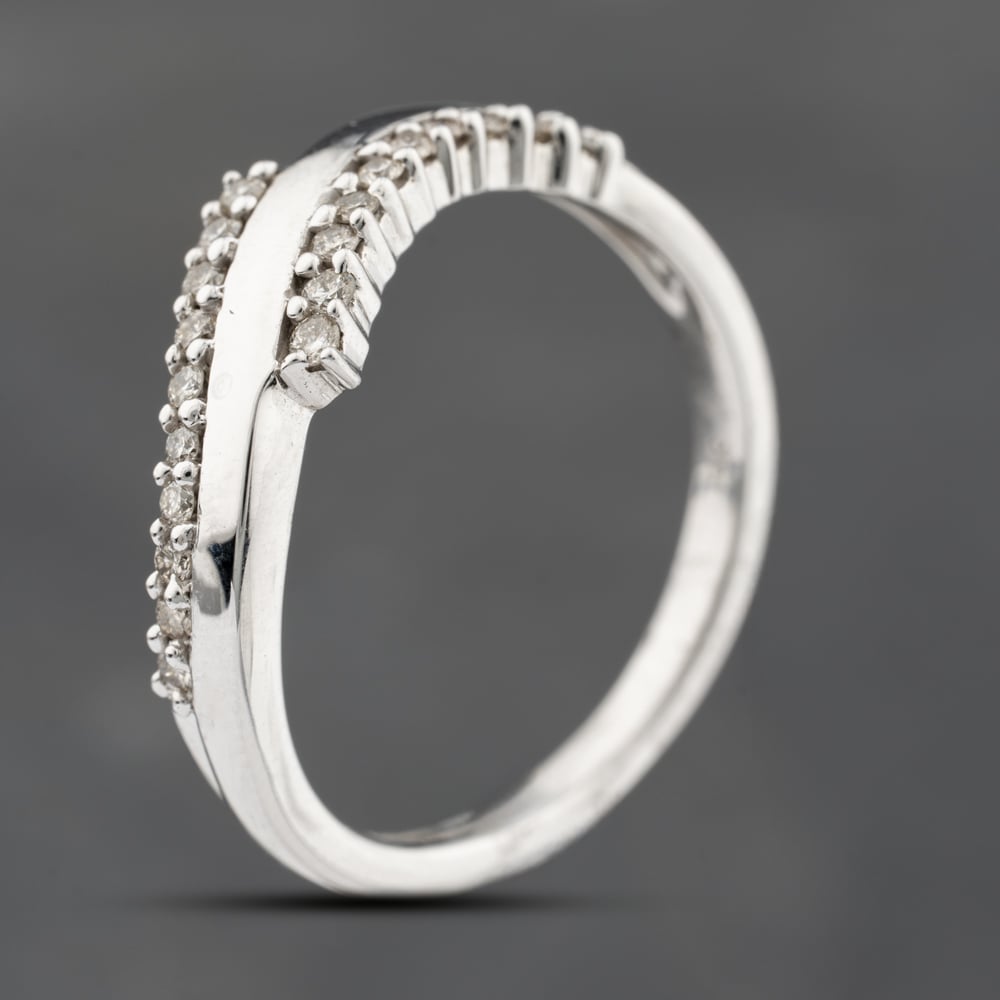 Click to view product details and reviews for Pre Owned 9ct White Gold 020ct Brilliant Cut Diamond Wave Dress Ring 43121312.