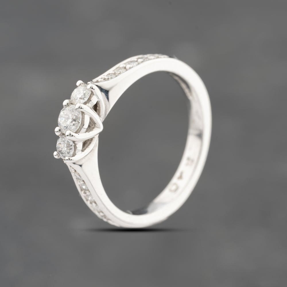 Click to view product details and reviews for Pre Owned 18ct White Gold 040ct Brilliant Cut Diamond Three Stone Ring 43121323.