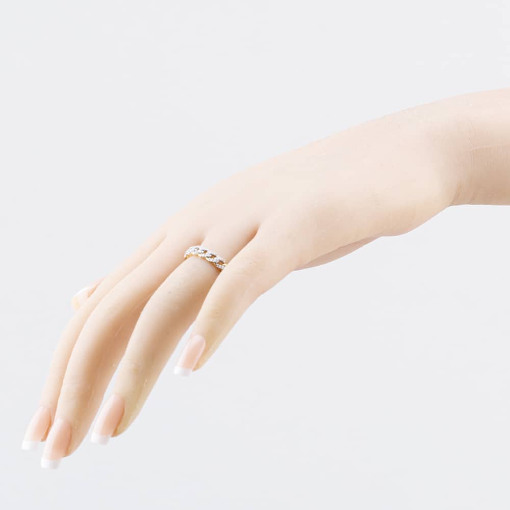 Pre-Owned 9ct Yellow Gold 0.11ct Diamond Chain Link Dress Ring 43121358