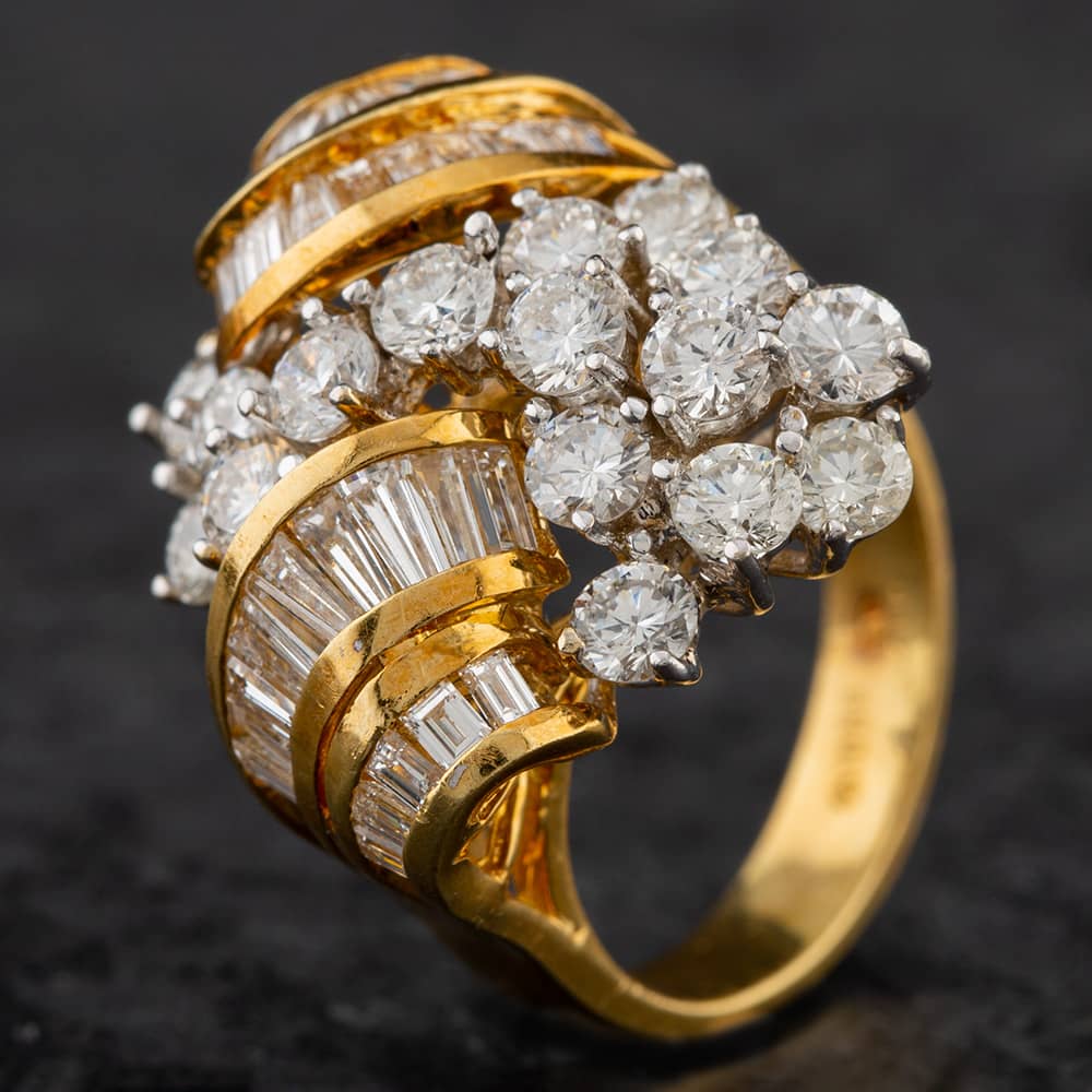 Pre-Owned 14ct Yellow Gold 2.75ct Diamond Abstract Cluster Ring 4312147