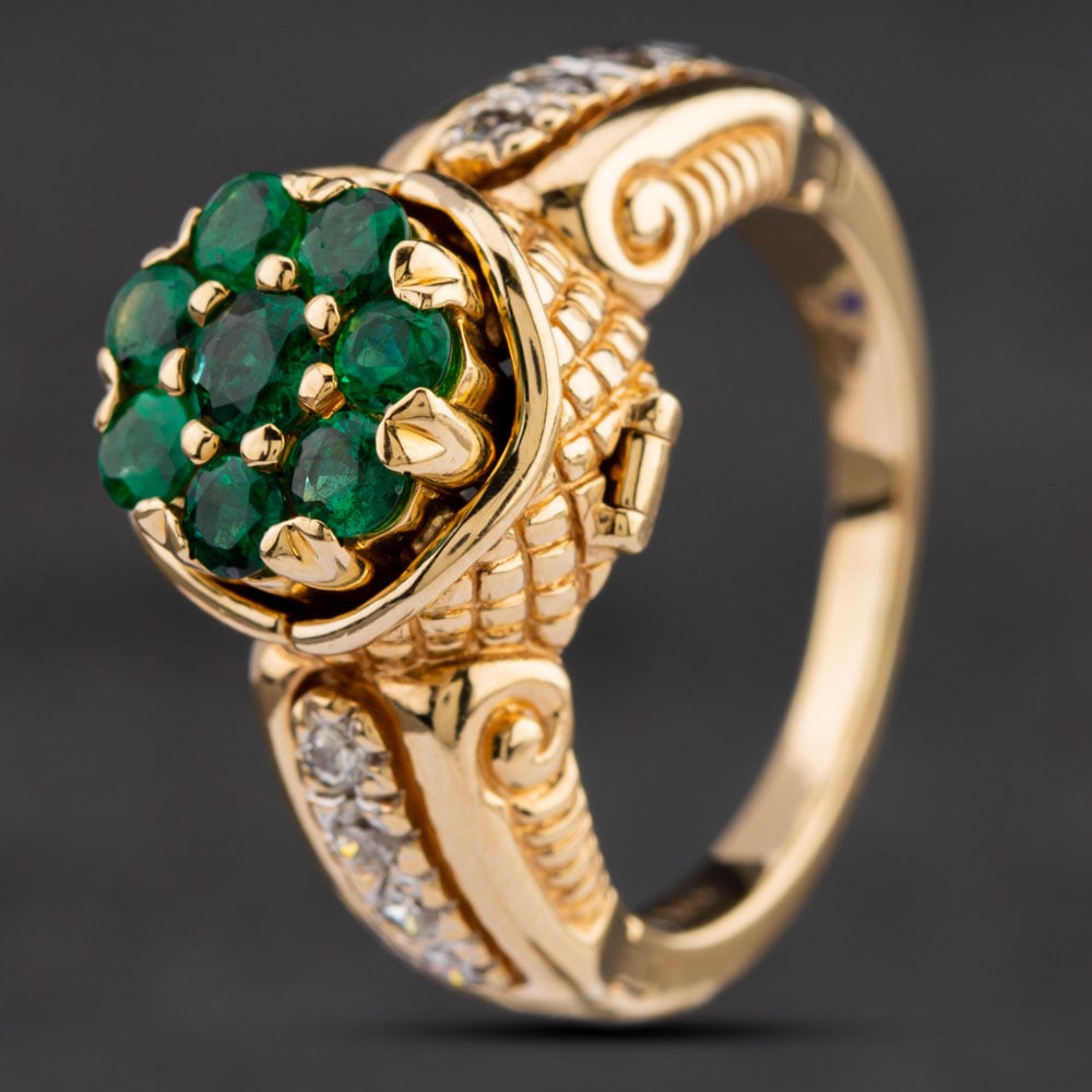 Product photograph of Pre-owned 14ct Yellow Gold Interchangeable Multi Stone Amp Diamond Clusters Ring 4312259 from The Jewel Hut