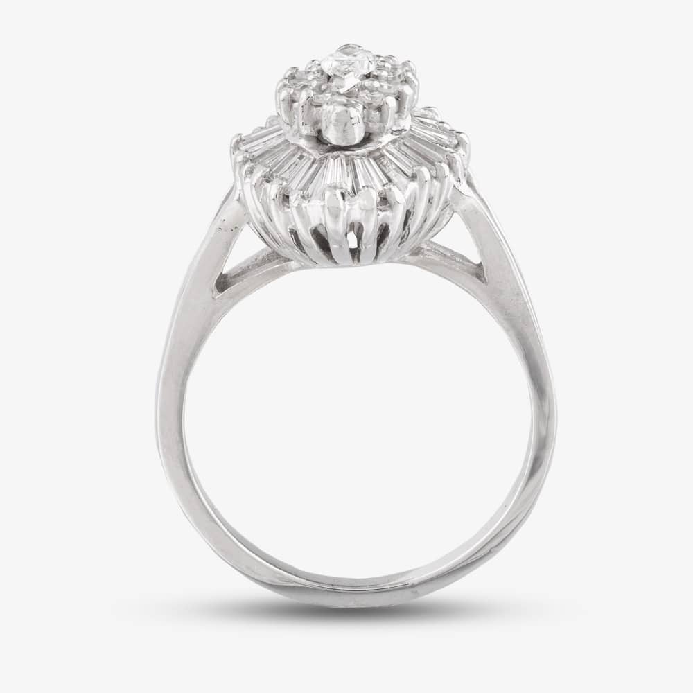 Pre-Owned 9ct White Gold Diamond Marquise Shape Cluster Ring 4312291