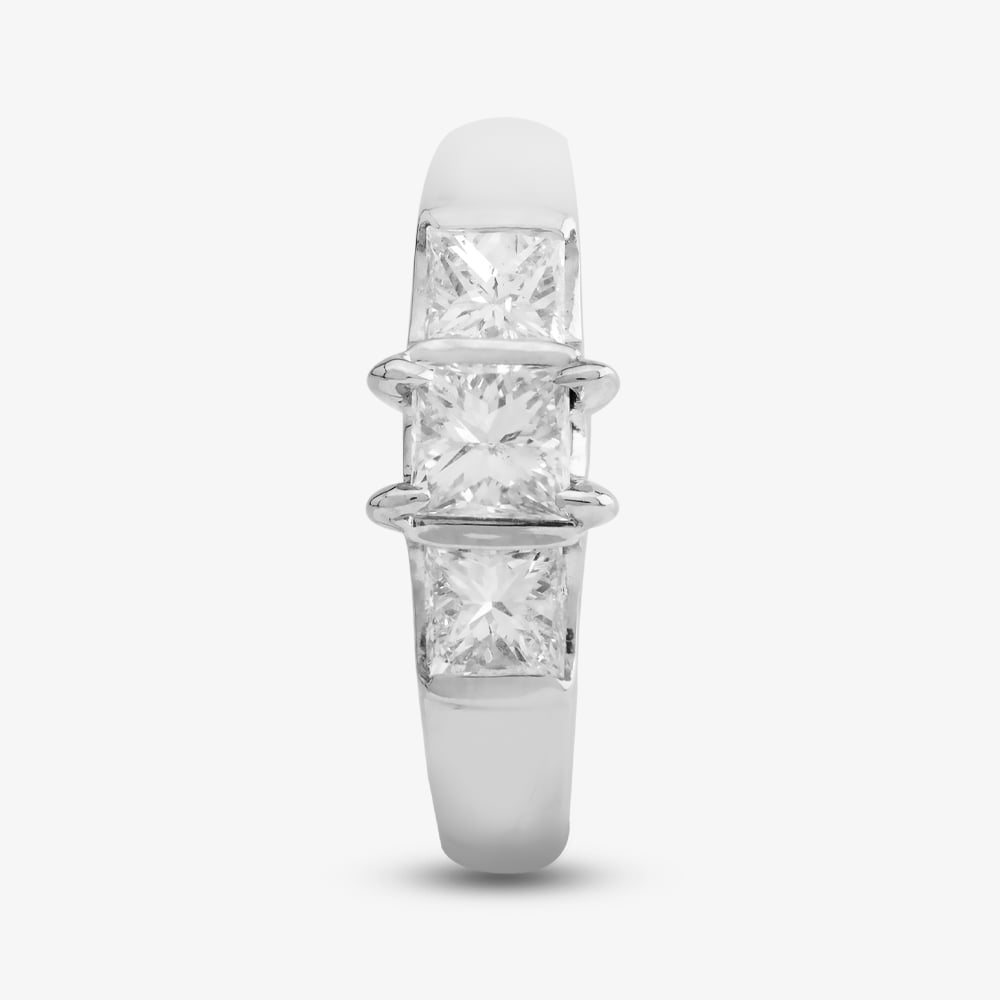 Pre-Owned Platinum 1.00ct Princess Cut Diamond Three Stone Ring 4312376