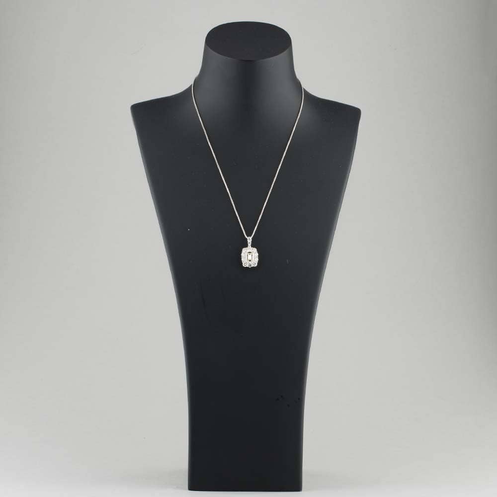 Pre-Owned Platinum 3.03ct Emerald Cut Diamond Pendant & 18ct White Gold 19 Inch Box Chain 43141001