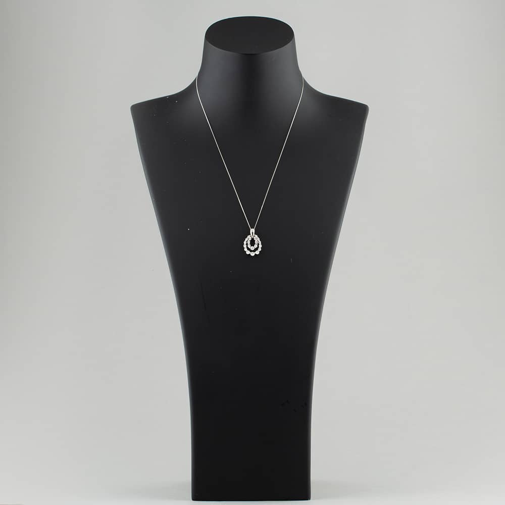 Pre-Owned Platinum 1.11ct Brilliant Cut Diamond Oval Two Row Pendant & 18 Inch Curb Chain 43141033
