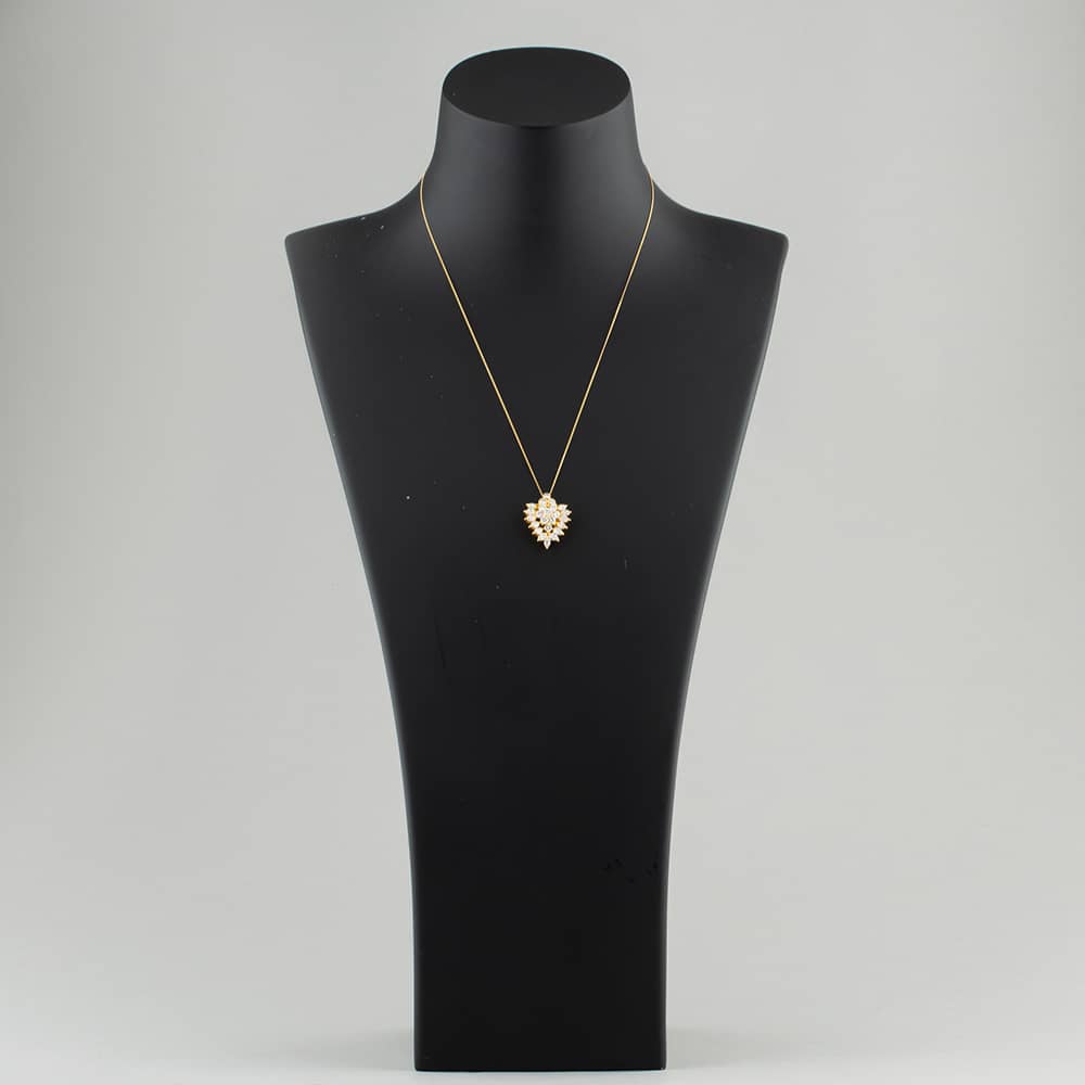 Pre-Owned 18ct Yellow Gold 2.93ct Brilliant & Pear Cut Diamond Cluster Pendant & 18 Inch Curb Chain 43141046