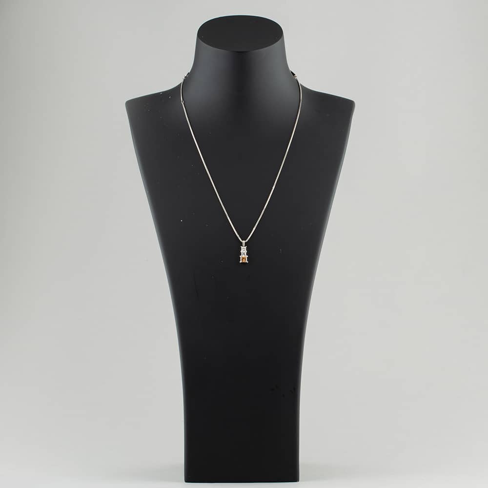 Pre-Owned Platinum 1.82ct Princess Cut Cognac Diamond Pendant & 16 Inch Box Chain 43141050