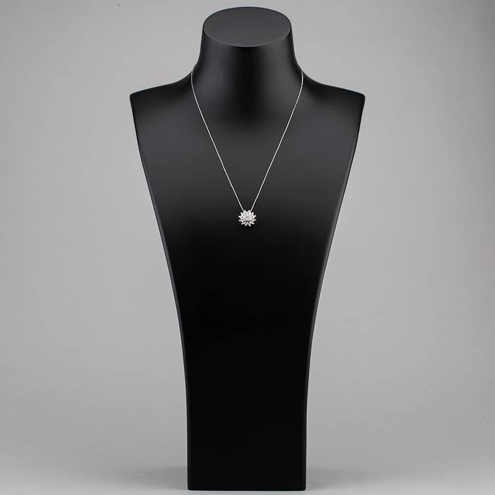 Pre-Owned 9ct White Gold 0.50ct Diamond Star Burst Pendant & 18 Inch Box Chain 4314106