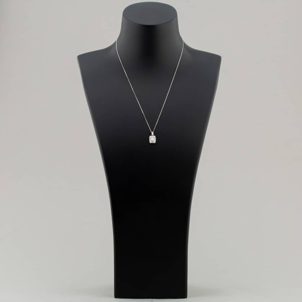 Pre-Owned Platinum 0.90ct Diamond Rectangular Cluster Pendant & 18 Inch Curb Chain 43141070