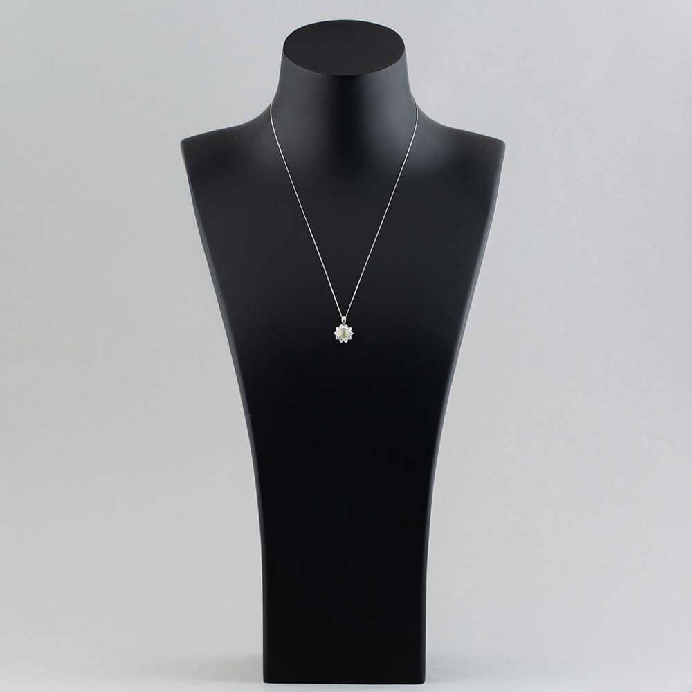 Pre-Owned Platinum Certificated 1.35ct Round Chrysoberyl Cats Eye & 0.60ct Brilliant Cut Diamond Cluster Pendant & 18 Inch Curb Chain 43141096