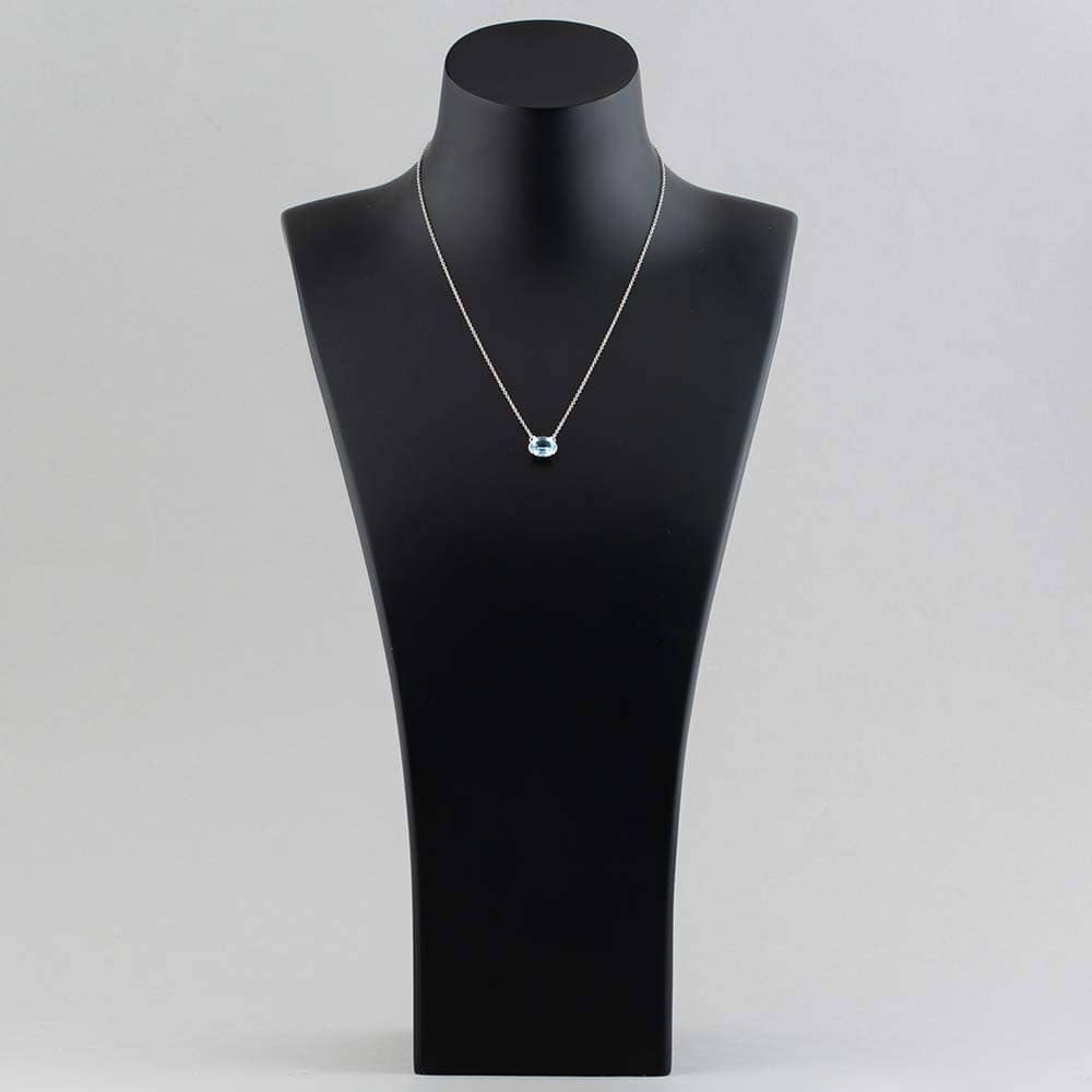 Pre-Owned 14ct White Gold 3.50ct Oval Cut Blue Topaz Pendant & 16 Inch Belcher Chain 43141102
