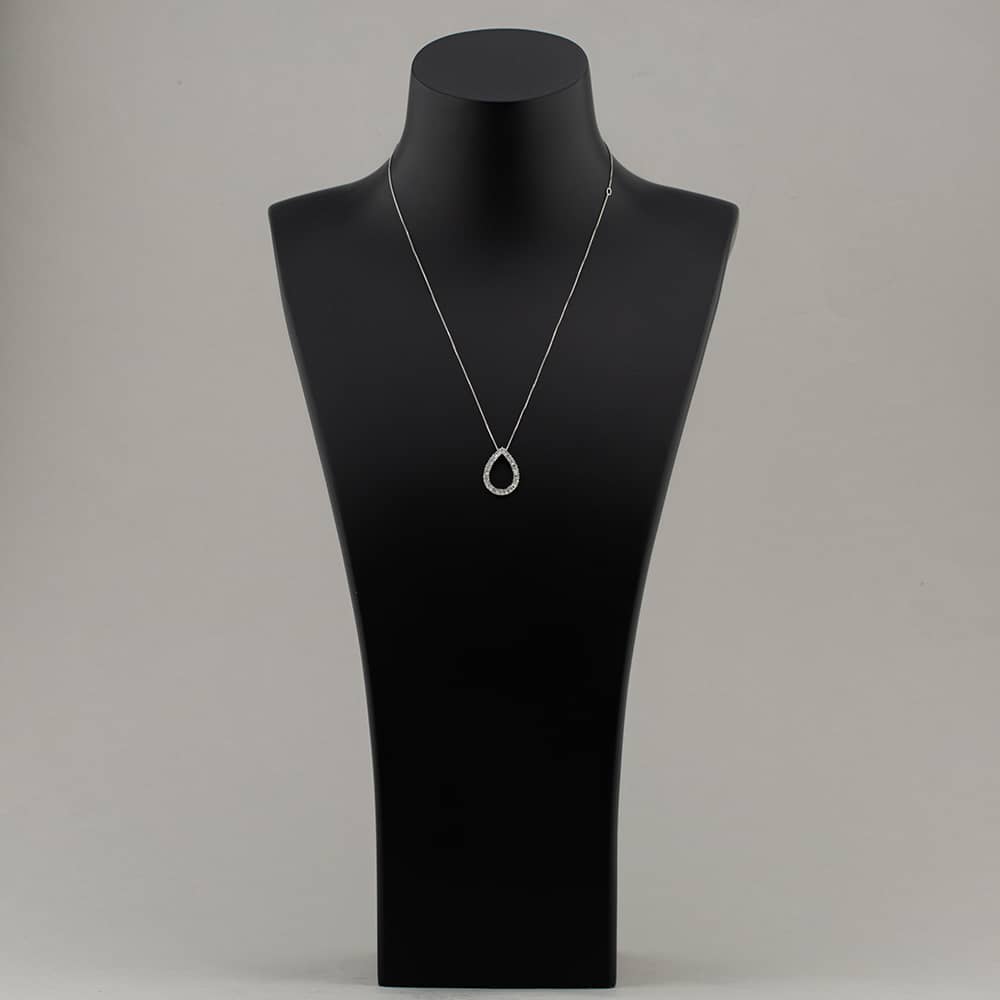 Pre-Owned 9ct White Gold 0.50ct Diamond Openwork Teardrop Pendant & 18 Inch Box Chain 43141166