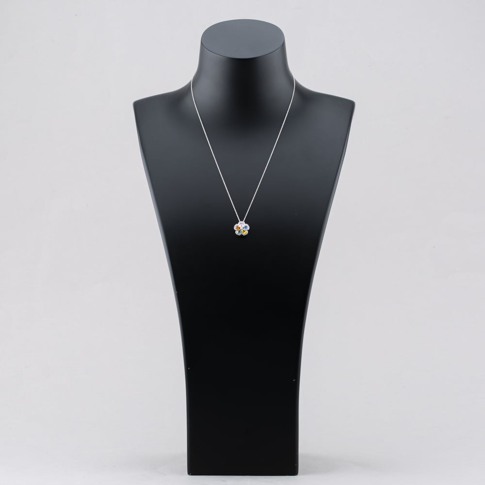 Pre-Owned 14ct White Gold 1.30ct Sapphire & 0.20ct Diamond Flower Pendant & 18 Inch Prince Of Wales Chain 43141204