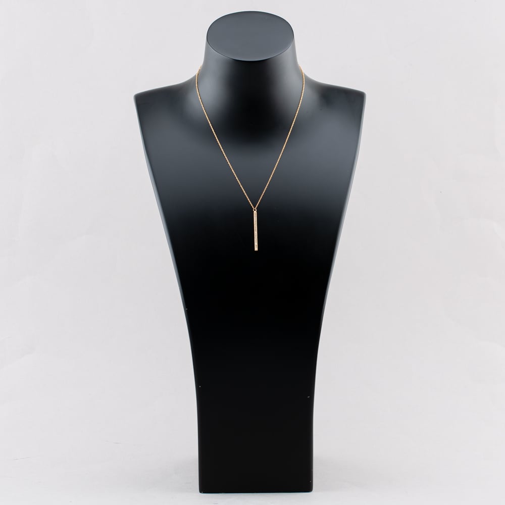 Pre-Owned 14ct Yellow Gold 0.20ct Brilliant Cut Diamond Set Stick Pendant & 16 Inch Trace Chain 43141209