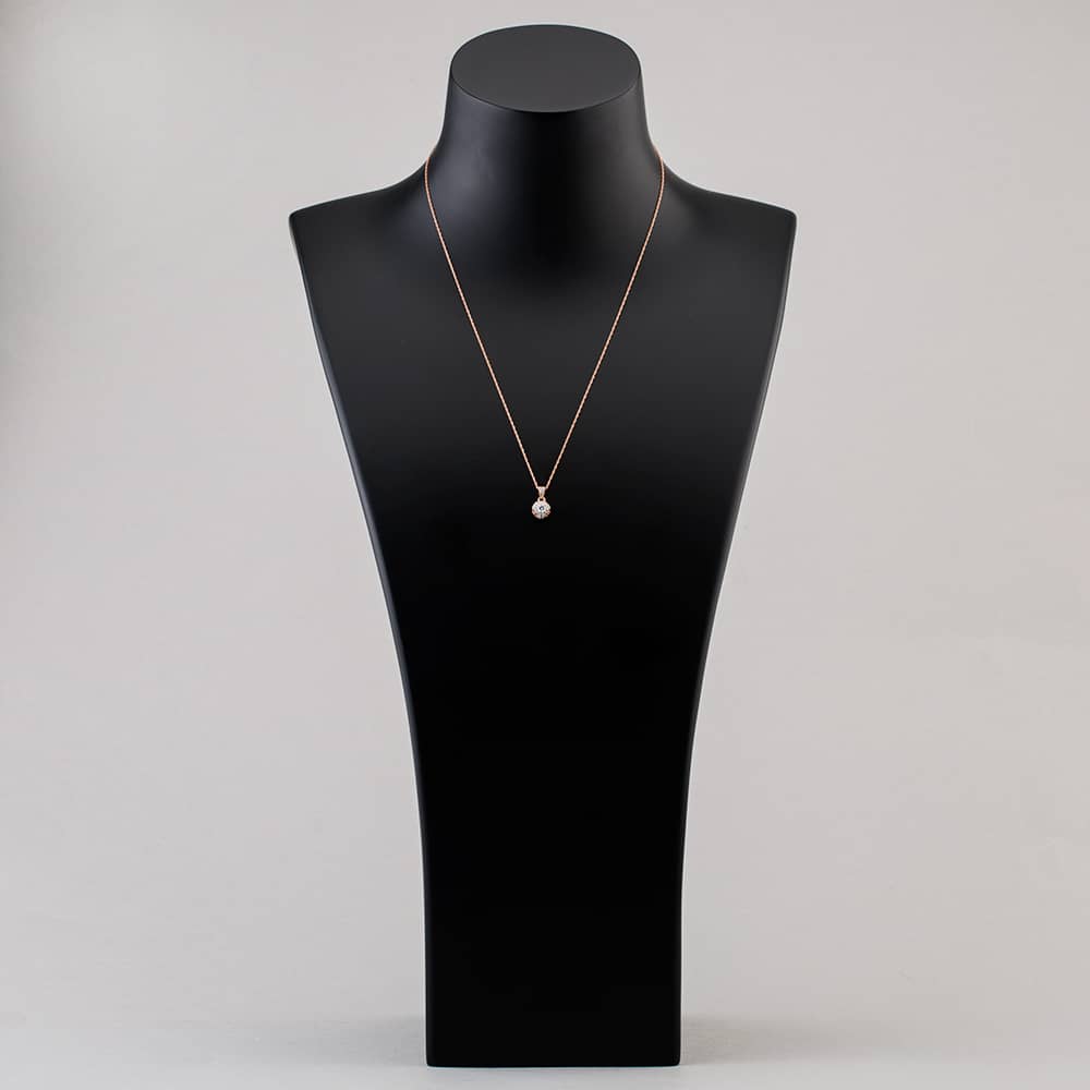 Pre-Owned 9ct Rose Gold 0.24ct Brilliant Cut Diamond Round Stone Set Pendant & 18 Inch Prince Of Wales Chain 4314120