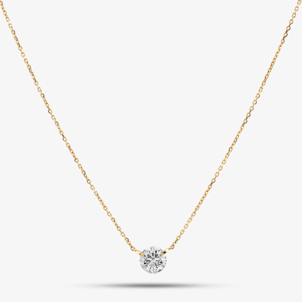 Click to view product details and reviews for Pre Owned 18ct Yellow Gold 071ct Brilliant Cut Diamond Floating Single Stone Pendant And 16 18 Inch Trace Chain 43141216.