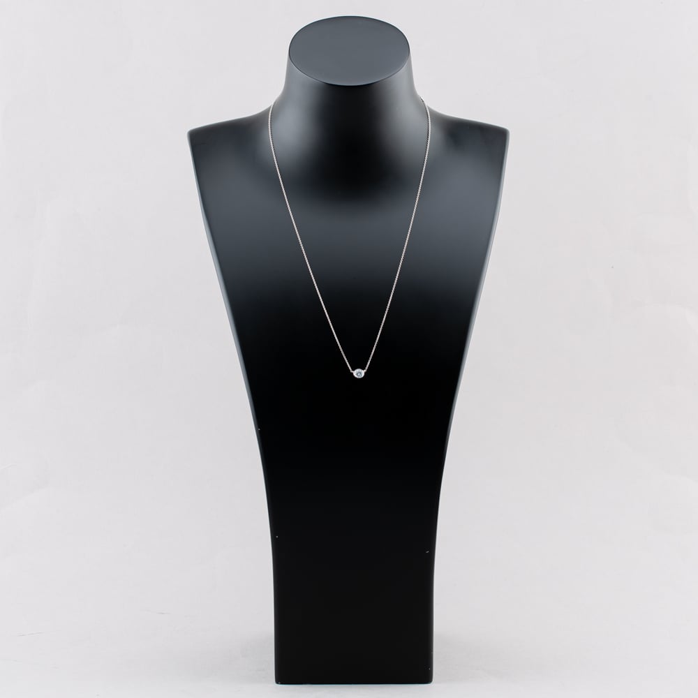 Pre-Owned 14ct White Gold 0.53ct Brilliant Cut Diamond Single Stone Rubover Set Pendant & 16-20 Inch Trace Chain 43141221