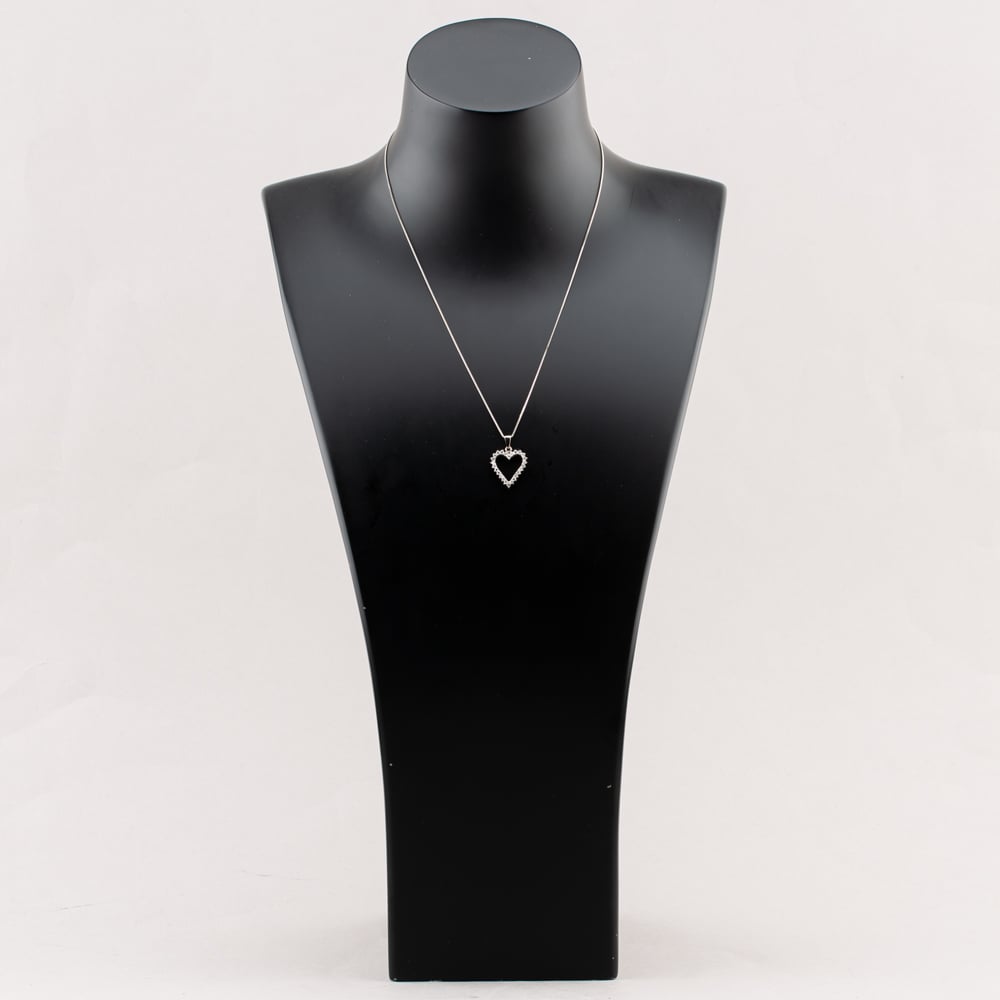 Pre-Owned Platinum 0.48ct Brilliant Cut Diamond Open Heart Pendant & 16-18 Inch Box Chain 43141240