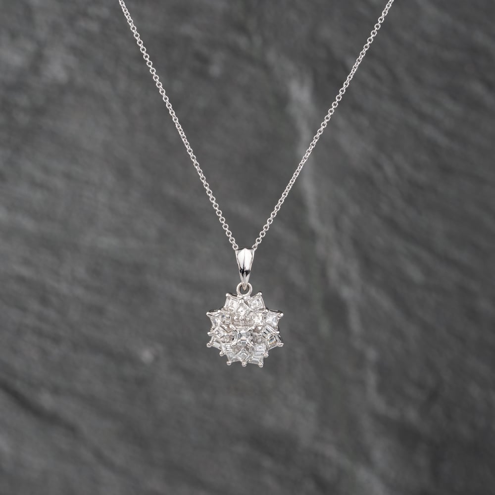 Click to view product details and reviews for Pre Owned Platinum 100ct Diamond Fancy Pendant And 16 Inch Trace Chain 43141249.