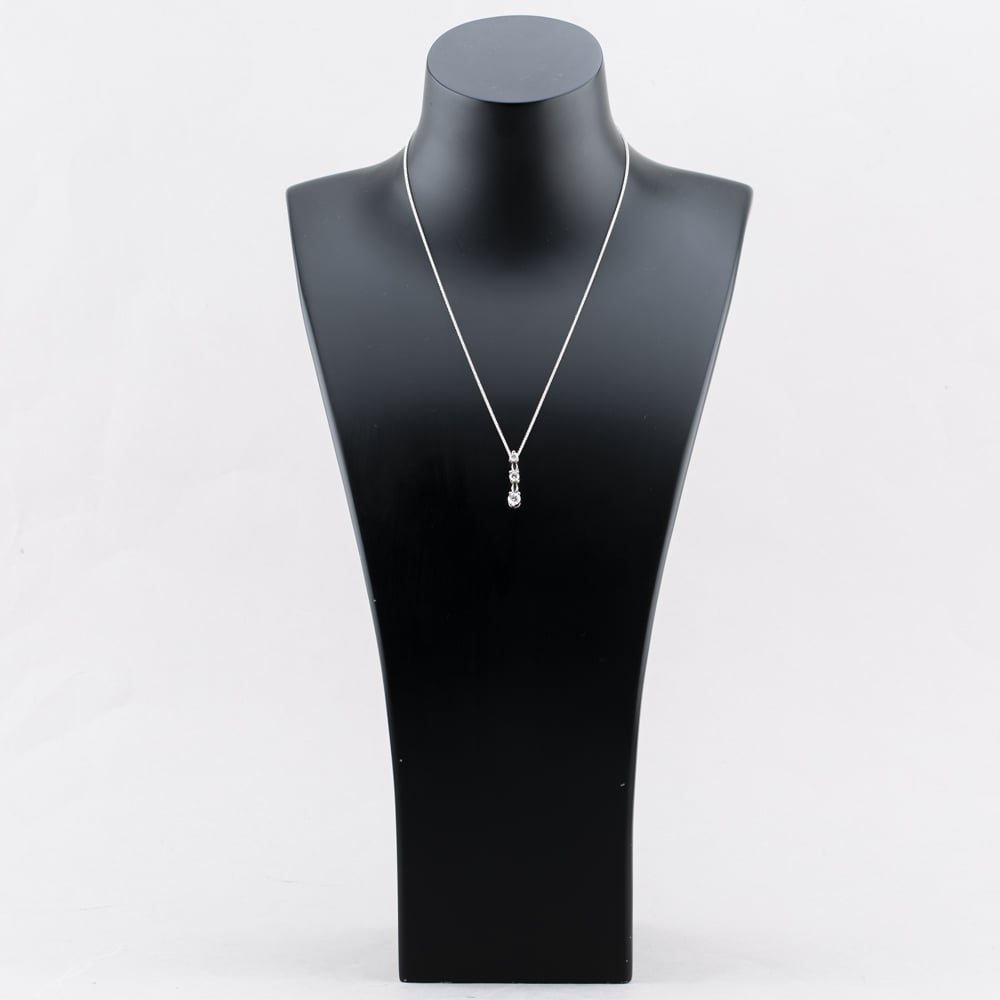 Pre-Owned 14ct White Gold 1.00ct Brilliant Cut Diamond Graduated Three Stone Pendant & 18 Inch Foxtail Chain 43141257