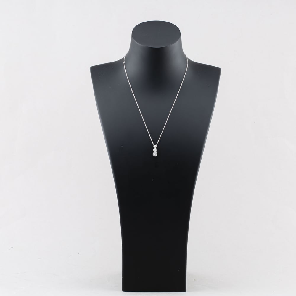 Pre-Owned 9ct White Gold 0.50ct Brilliant Cut Diamond Triple Flower Cluster Dropper Pendant & 16-18 Inch Trace Chain 43141339