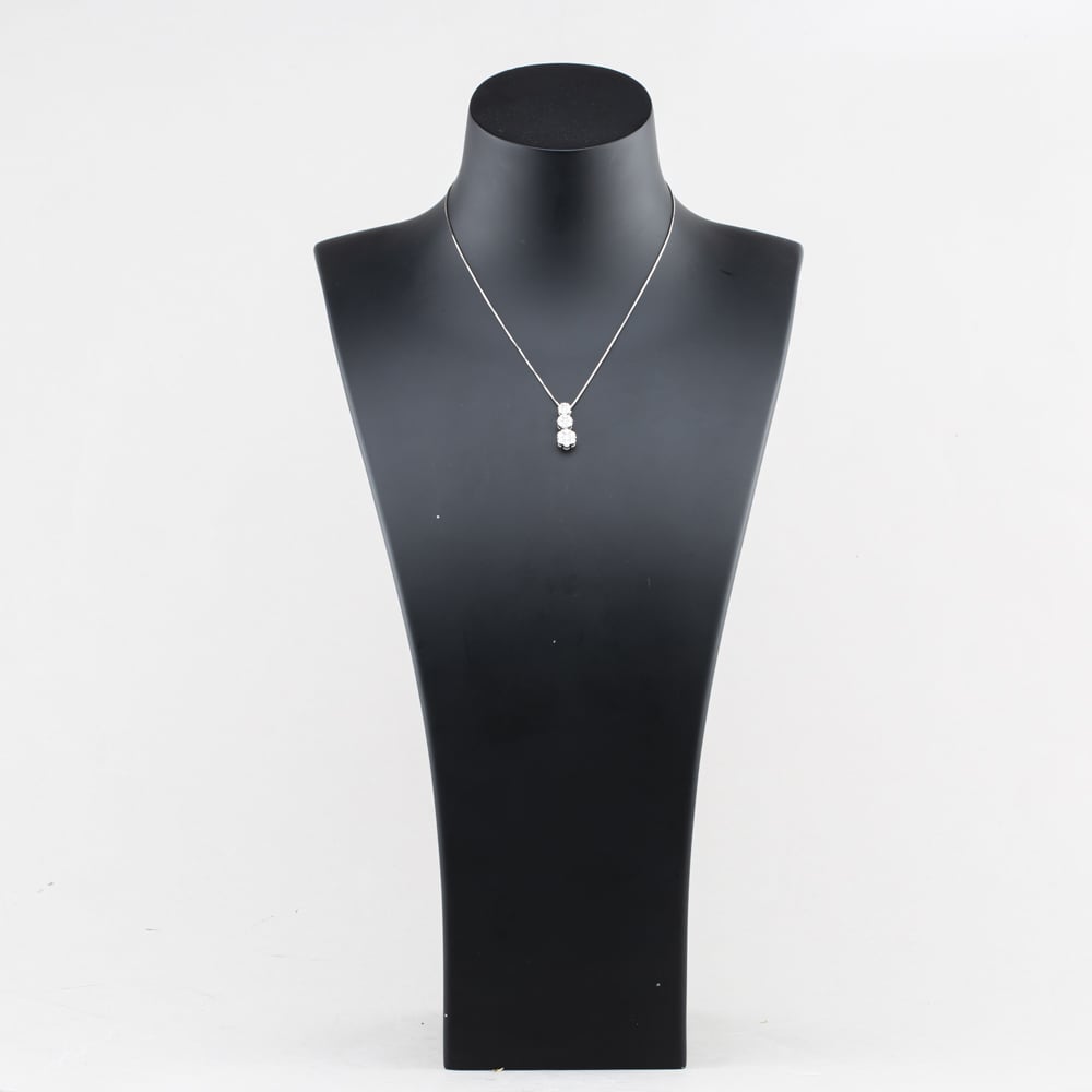 Pre-Owned 18ct White Gold 1.00ct Brilliant Cut Diamond Triple Graduated Cluster Gemstone Pendant & 16-18 Inch Box Chain 43141347