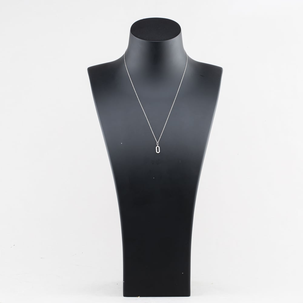 Pre-Owned 14ct White Gold 0.08ct Brilliant Cut Diamond Loop Gemstone Pendant & 18 Inch Prince Of Wales Chain 43141352