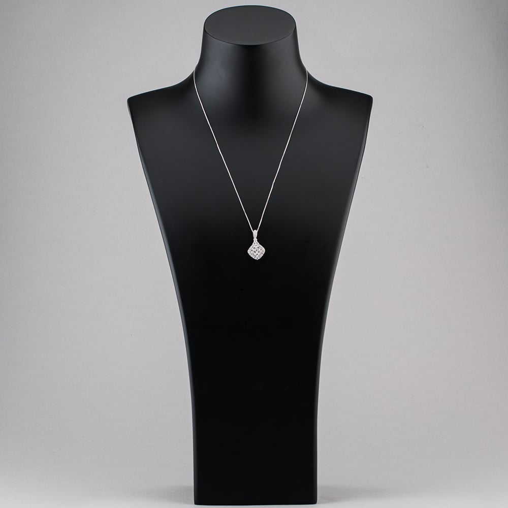 Pre-Owned 9ct White Gold 1.00ct Brilliant Cut Diamond Pendant & 18 Inch Box Chain 4314156