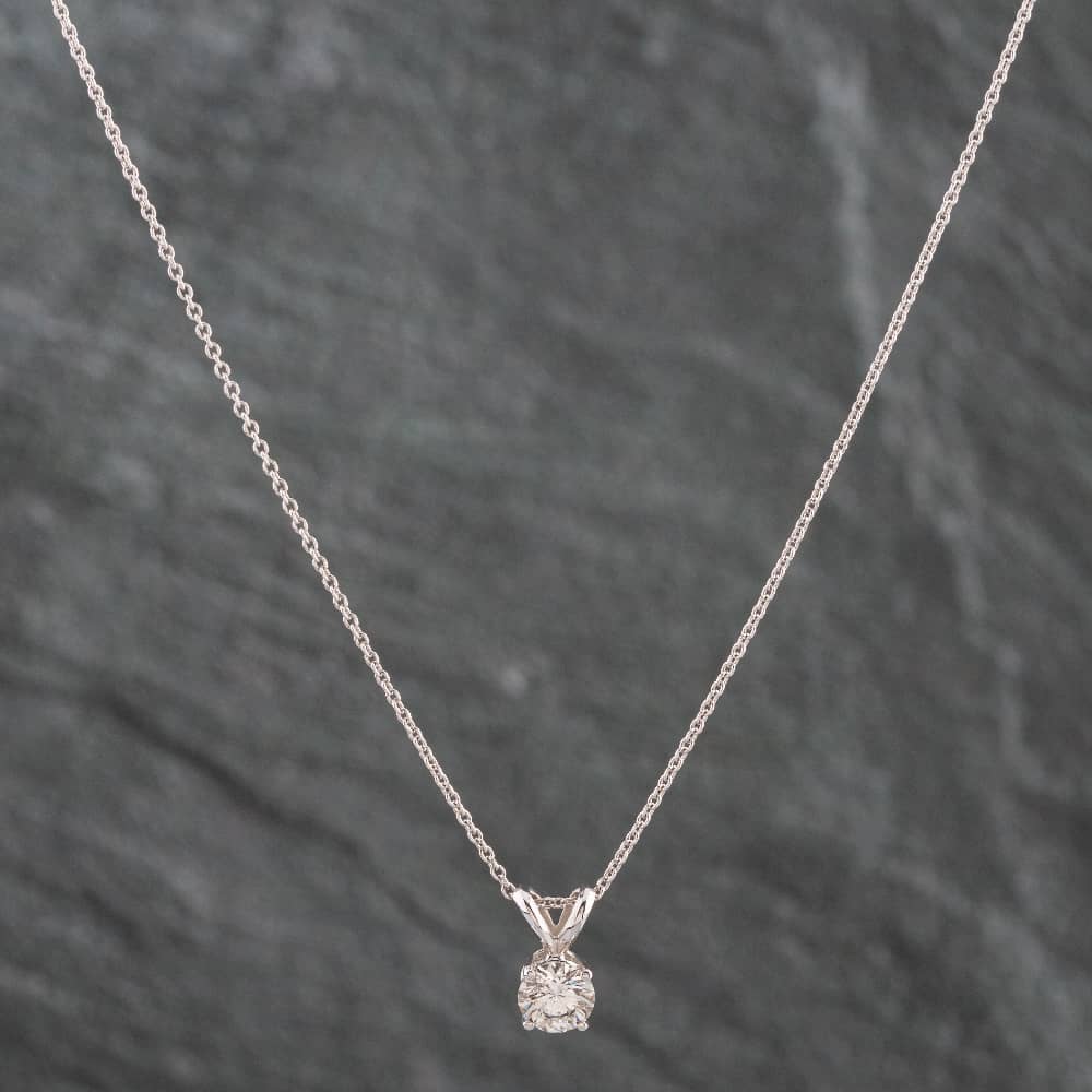 Product photograph of Pre-owned White Gold 0 50ct Brilliant Cut Diamond Pendant Amp 18 Inch Trace Chain 4314222 from The Jewel Hut