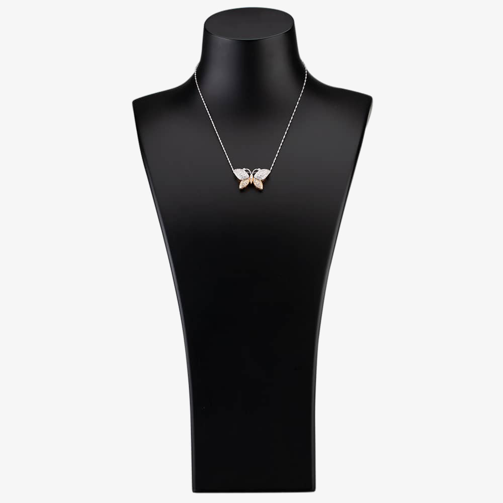 Pre-Owned 14ct Two Colour Gold Diamond Butterfly Pendant 4314551