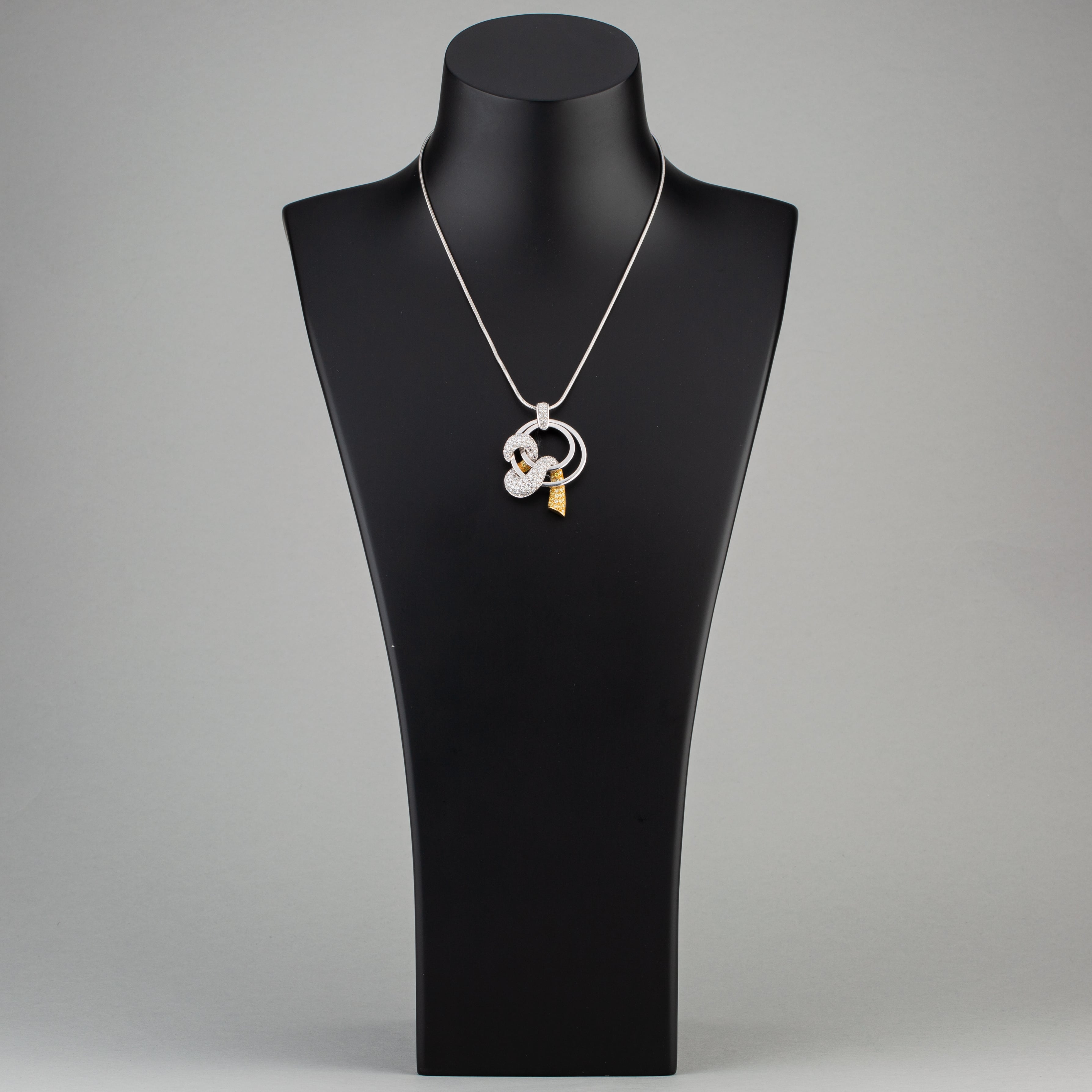 Pre-Owned 18ct Two Colour Gold Diamond Swirl Pendant 4314591
