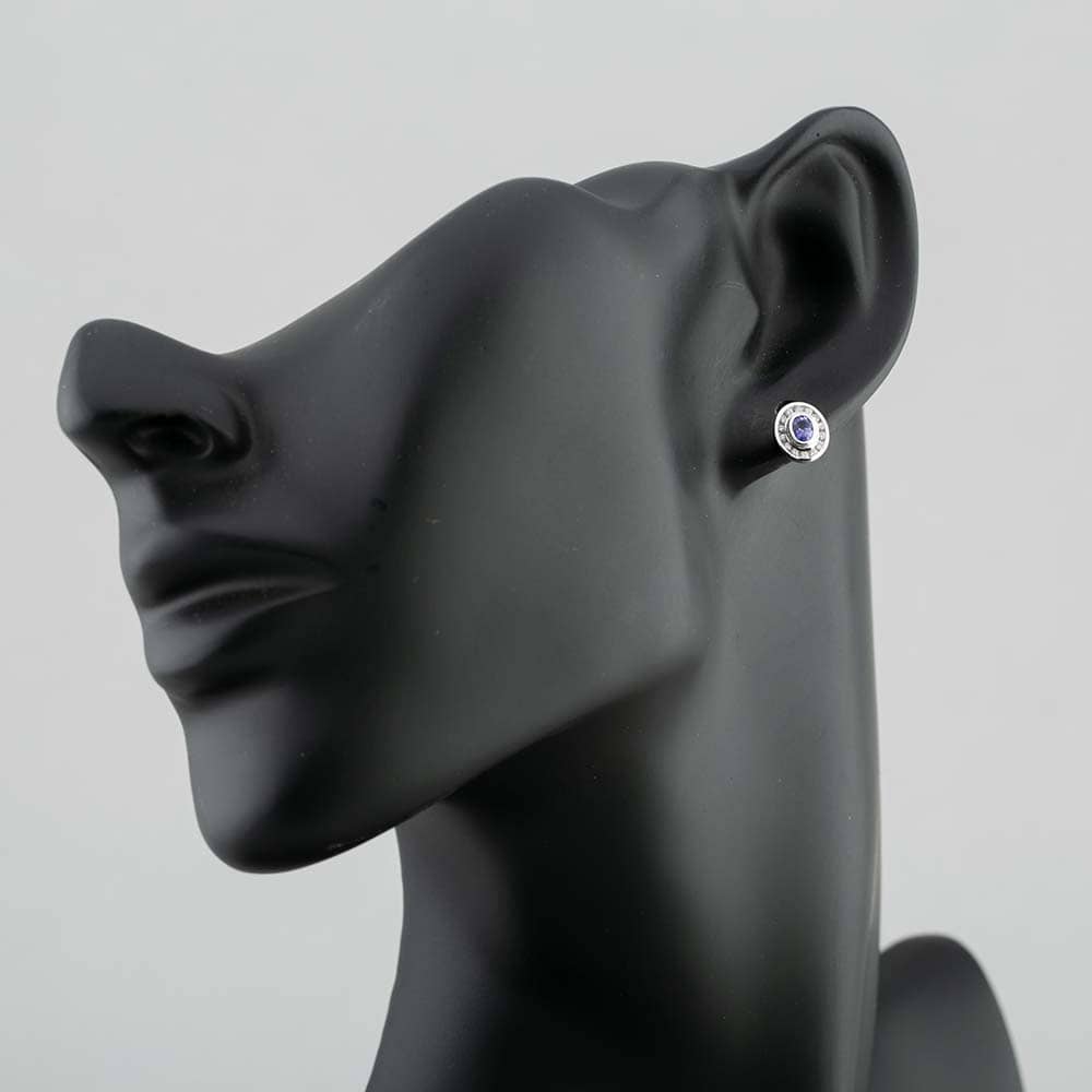 Pre-Owned 9ct White Gold 0.14ct Tanzanite & 0.50ct Diamond Oval Stud Earrings 43170088