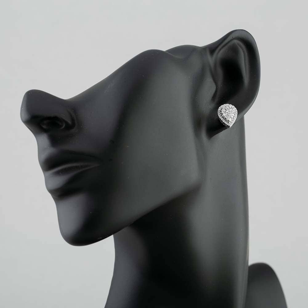 Pre-Owned 9ct White Gold 1.00ct Brilliant Cut Diamond Pear Shaped Cluster Stud Earrings 43170103