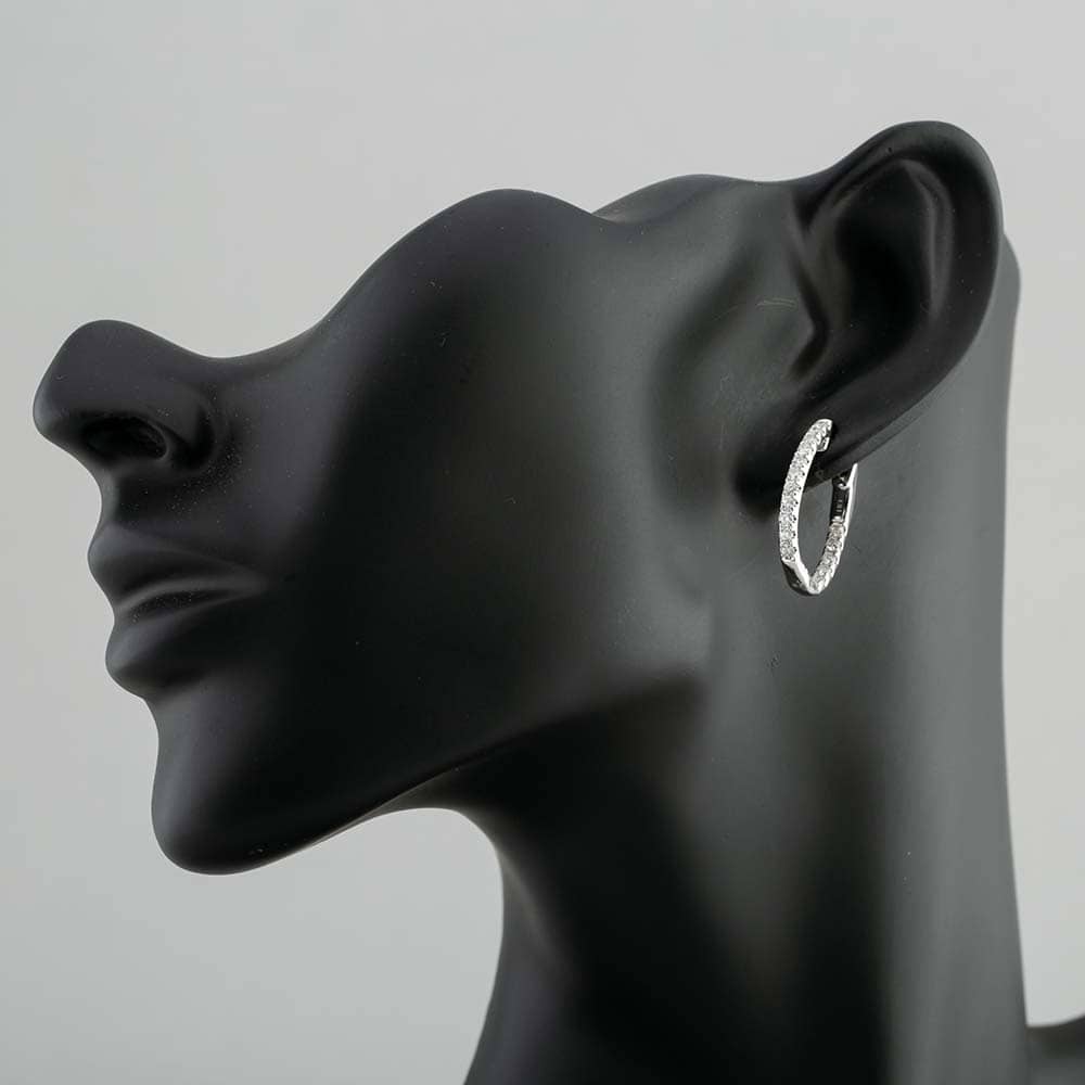 Pre-Owned 14ct White Gold 1.10ct Brilliant Cut Diamond Oval Hoop Earrings 43170125