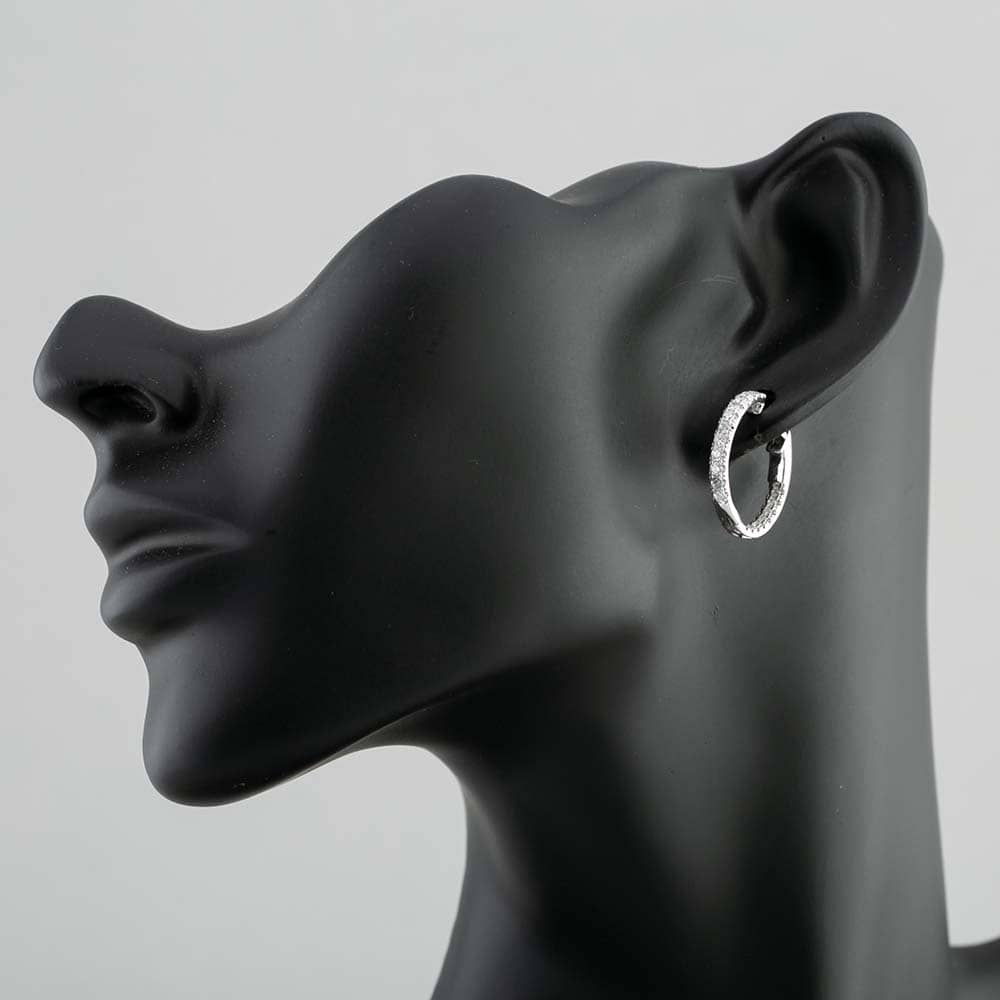 Pre-Owned 14ct White Gold 0.90ct Brilliant Cut Diamond Hoop Earrings 43170126